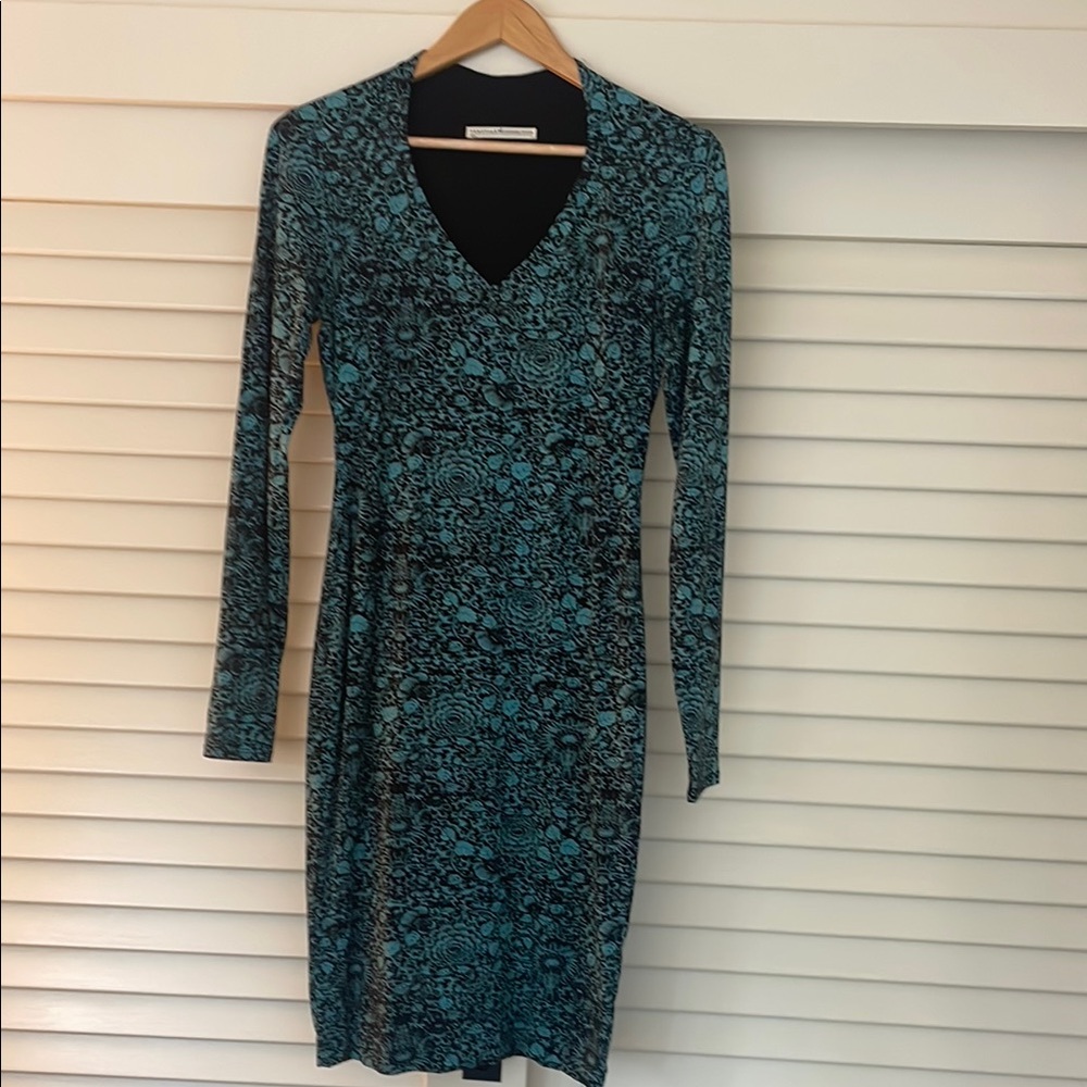 Peruvian Connection Black and Blue Mosaic Dress